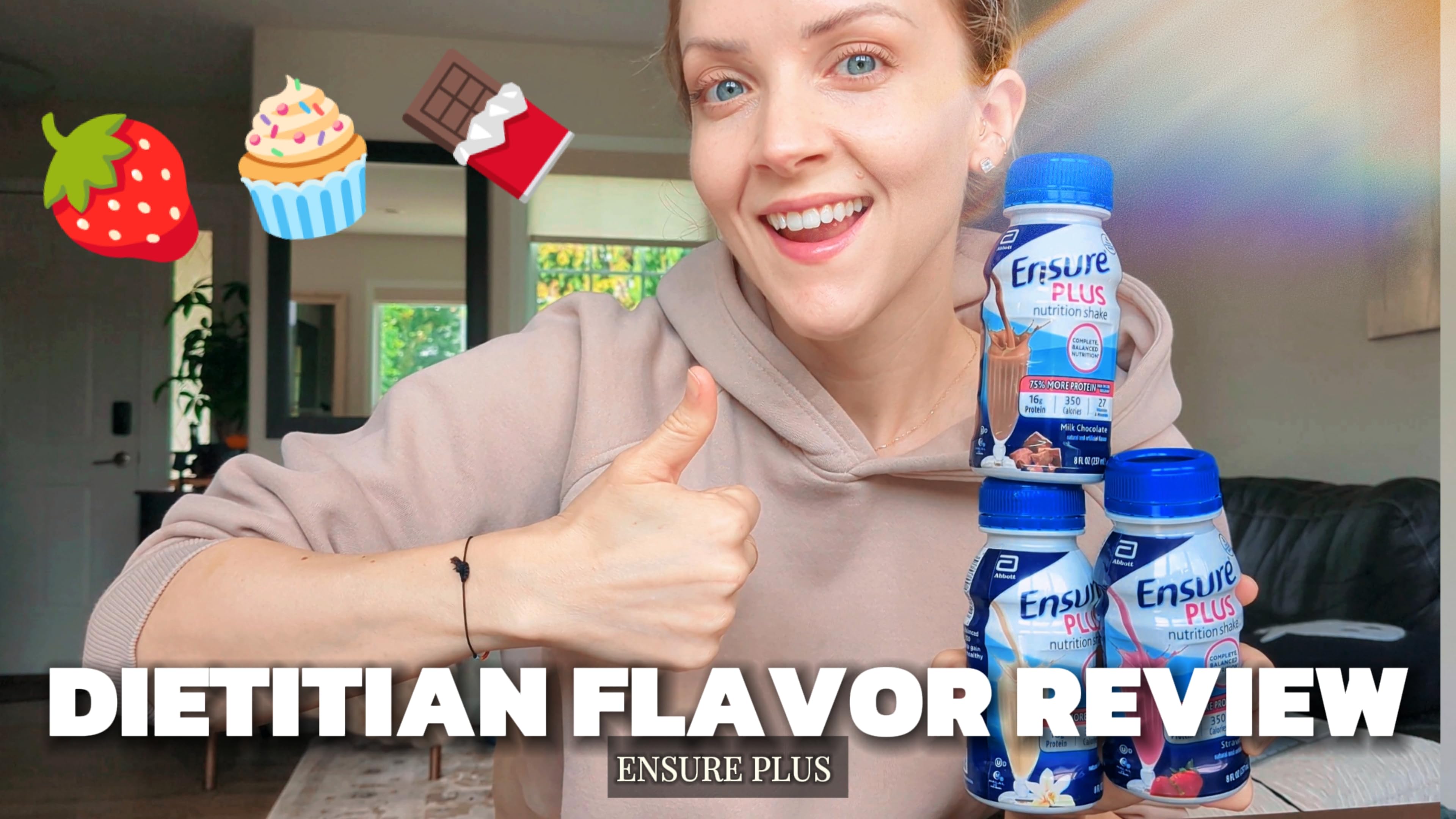 Jess taste-testing Ensure Plus Vanilla shake